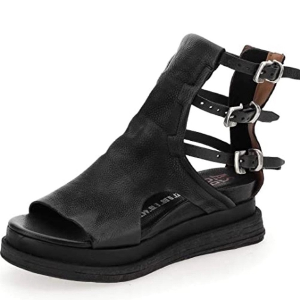 A.S Lowry sandal strapping platform, gladiator black leather size 41 - 11
